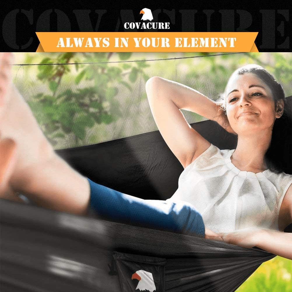 Covacure Camping Hammock, 772 lbs Capacity Double Hammock - Black