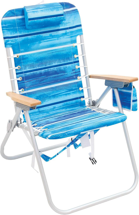 RIO Gear 4-Position Hi-Boy Backpack Beach Chair -Aluminum, Stripe
