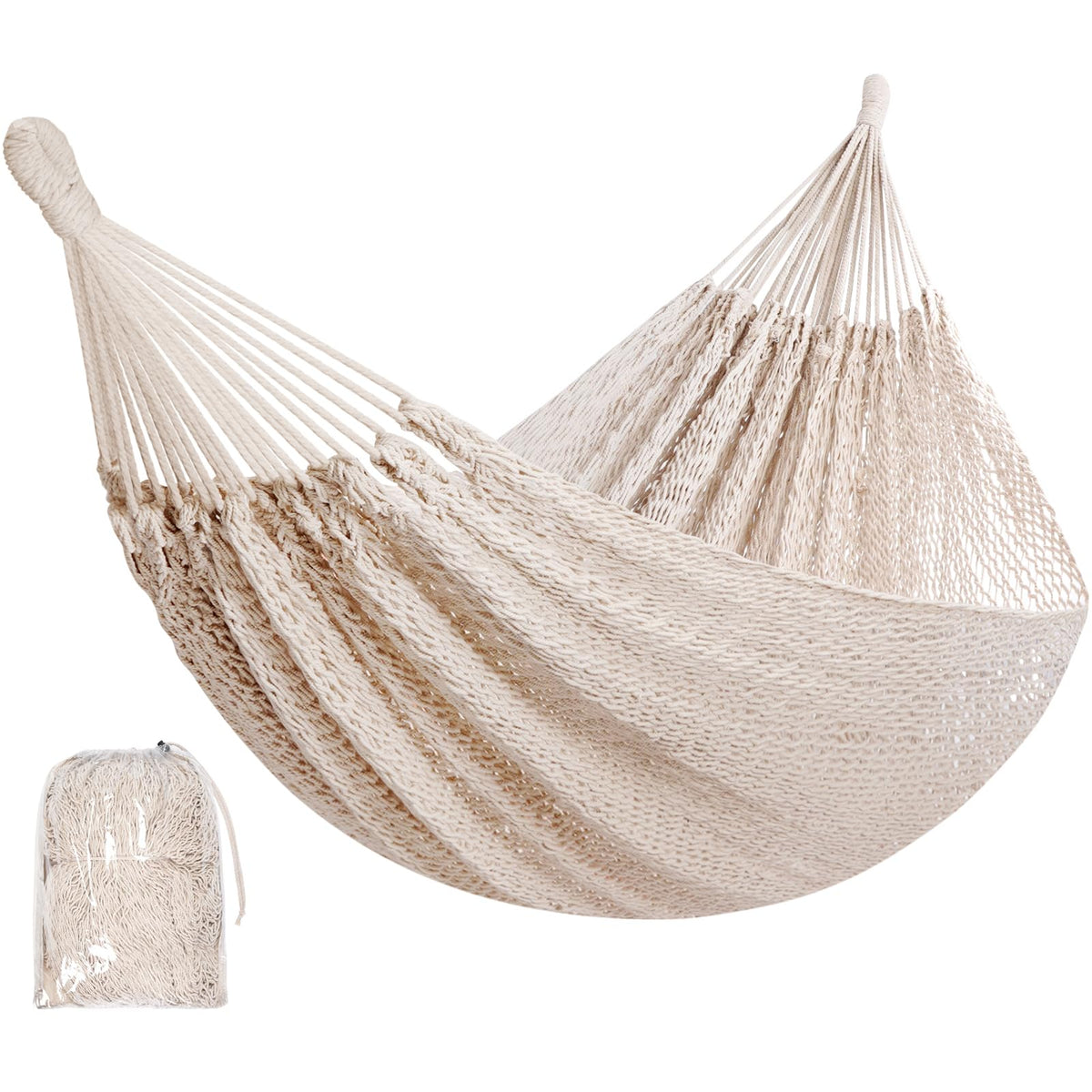 HappyPicnic Handwoven Mayan Hammock, Portable Family Hammock with Carry Bag