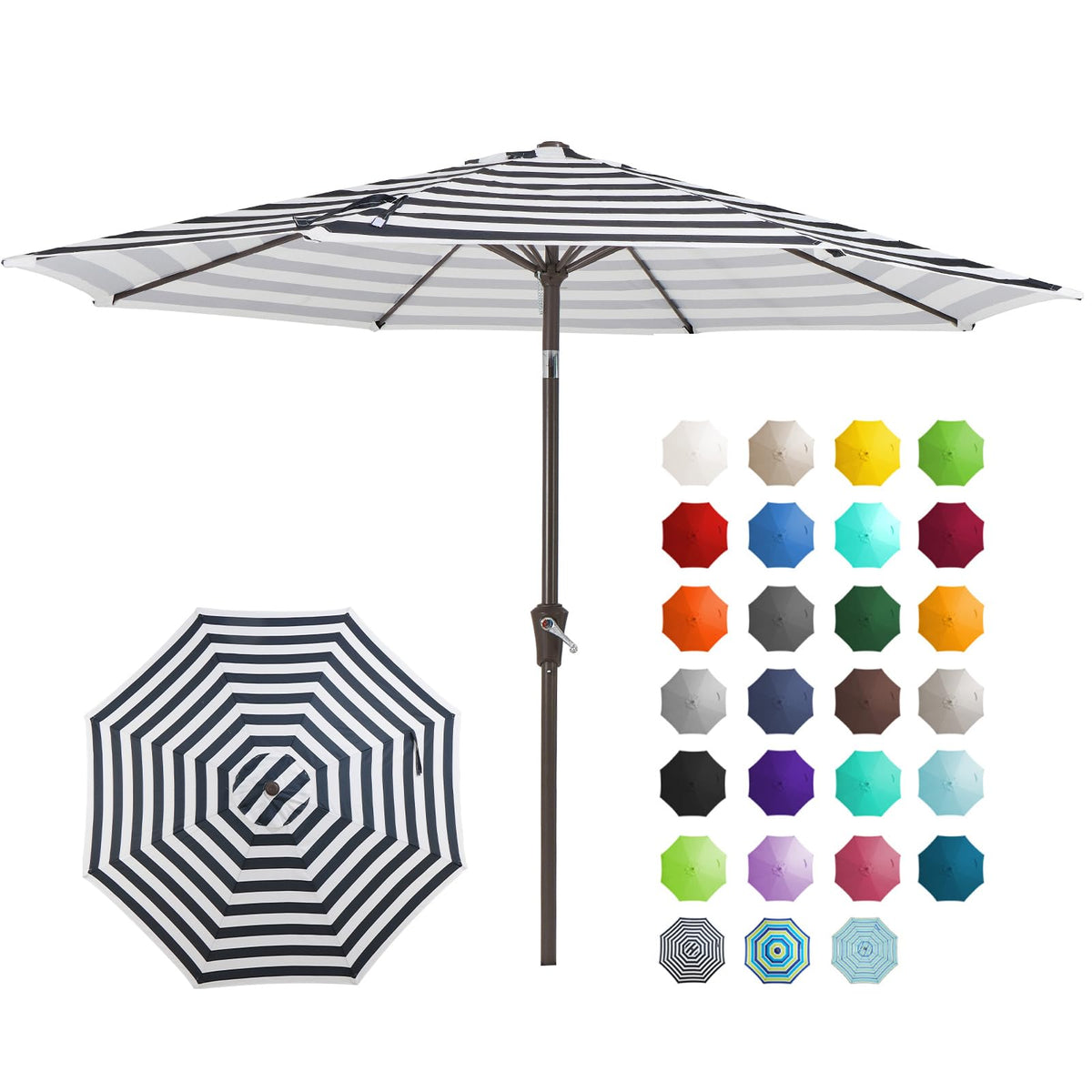 JEAREY 9FT Outdoor Patio Umbrella, Market Umbrella, Dark Blue