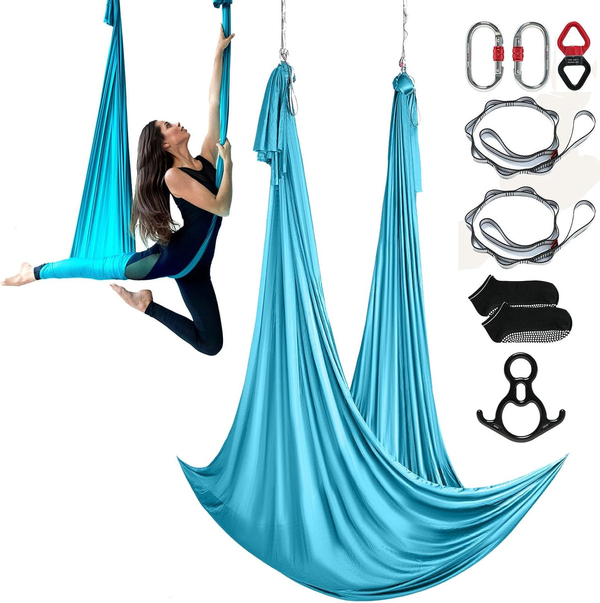 VEVOR Aerial Silk & Yoga Swing, Aerial Yoga Hammock Kit with 100gsm Nylon Fabric, Full Rigging Hardware & Easy Set-up Guide, Antigravity Flying for All Levels Fitness Bodybuilding