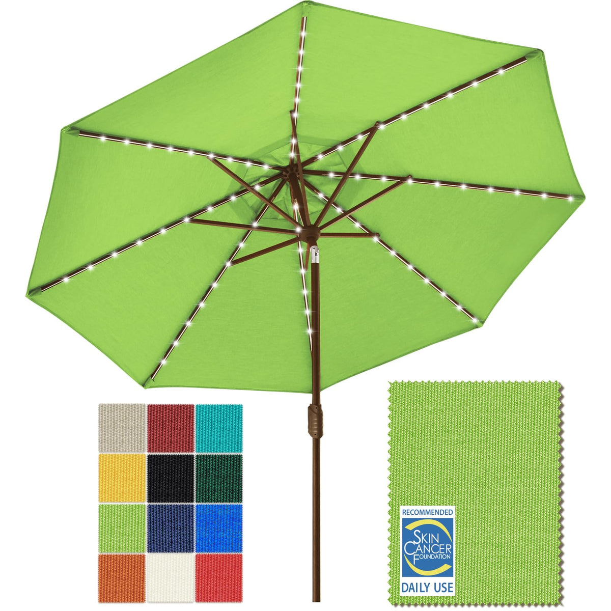 EliteShade USA 10-Year-Non-Fading 9ft 3-Tier Market Patio Umbrella, Commercial Table Umbrella with 80 Solar LED Lights, Crank Open, Windproof & UPF 50+ UV Protection for Garden, Deck, Pool, Backyard, Heather Beige