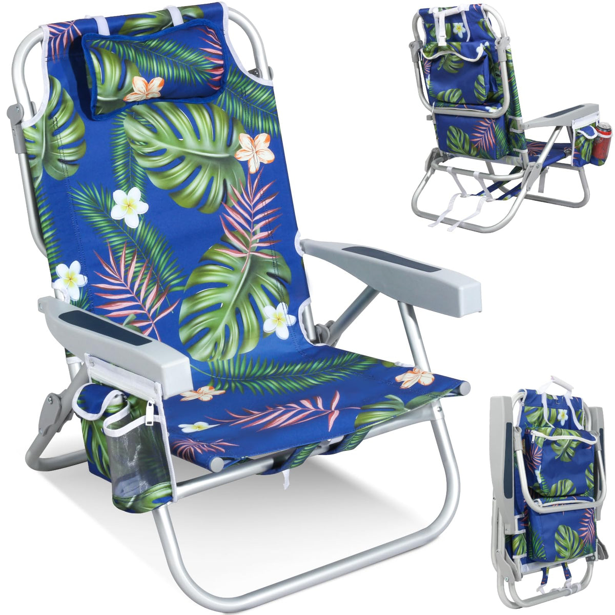 Low Beach Chair for Adults, Aluminum Backpack Beach Chair