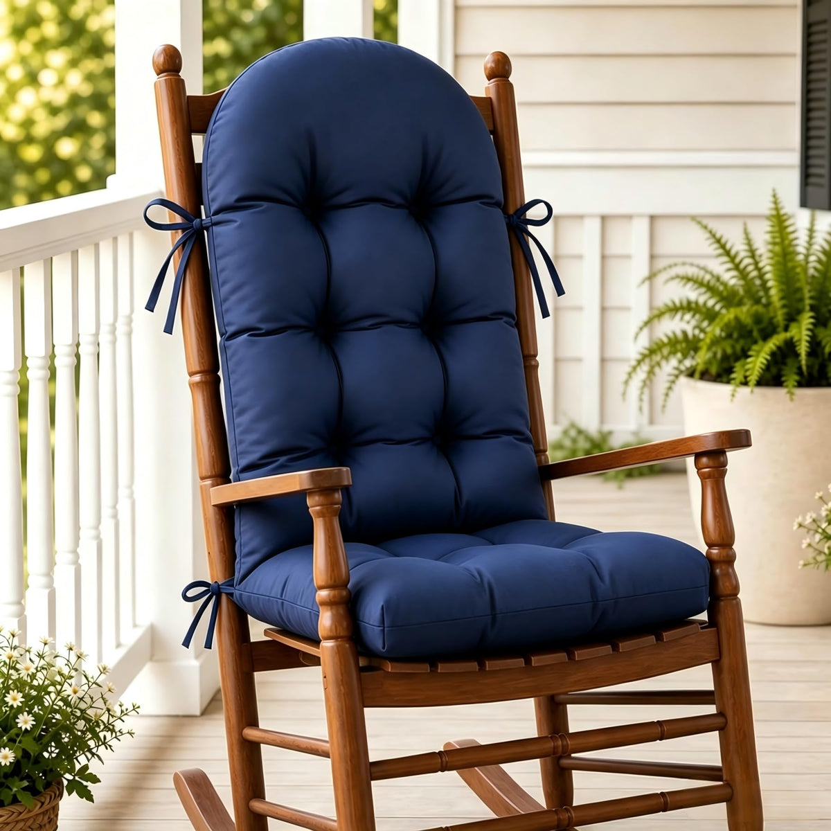 Rocking Chair Cushions, Indoor/Outdoor Adirondack Chair Cushion, Waterproof and Fade-Resistant Rocking Chairs Pads, Non-Slip Tufted High Back Patio Chairs Cushion with Ties, 44x19x4 Inch, Forest Green