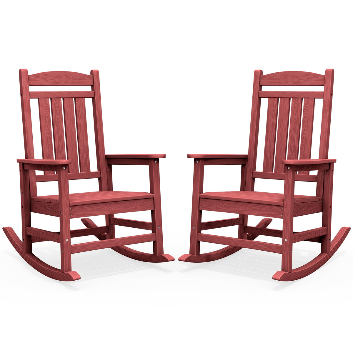 SERWALL Outdoor Rocking Chair Set of 2, Patio Rocking Chair, Brown
