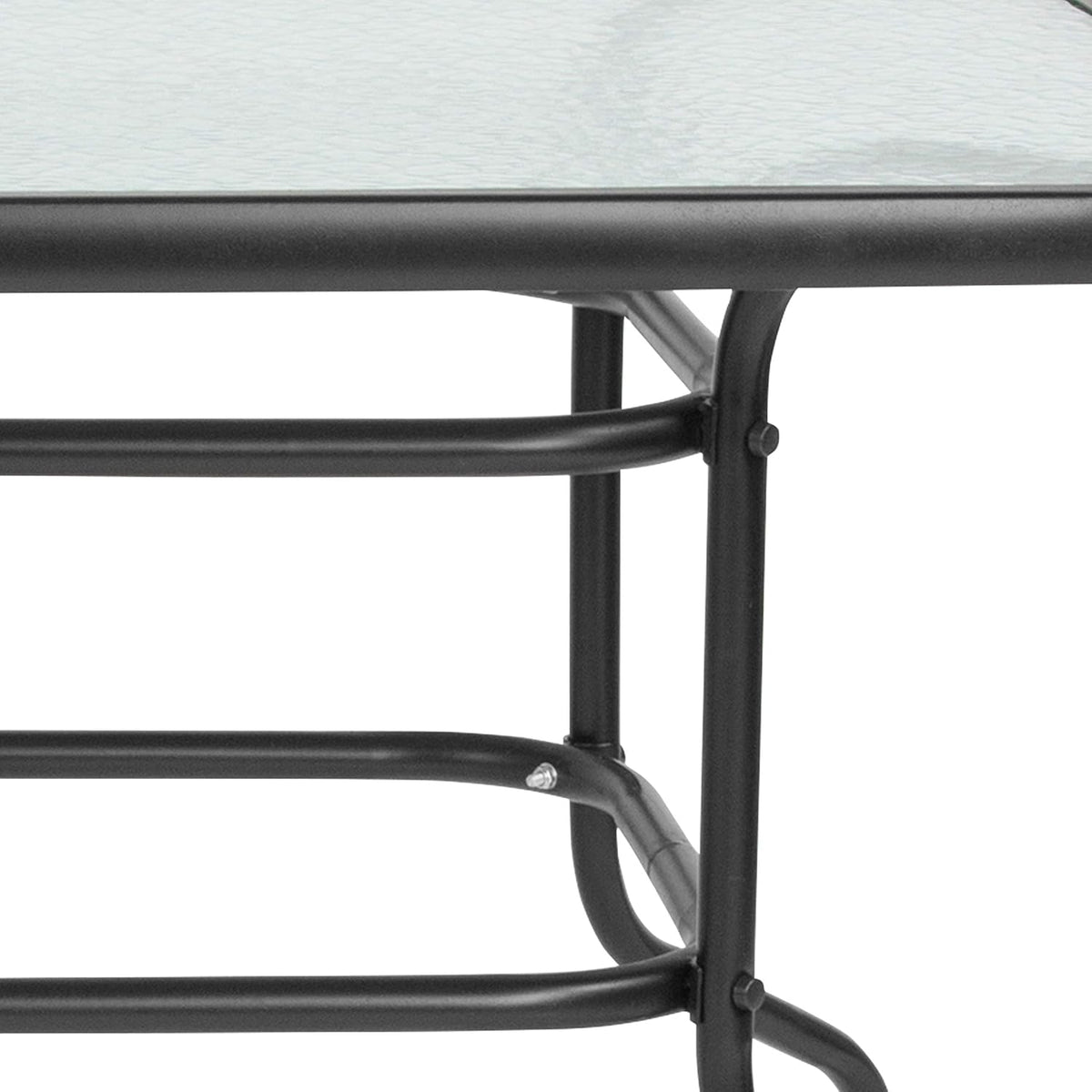 Flash Furniture 31.5x55 in Tempered Glass Table, with Umbrella Hole