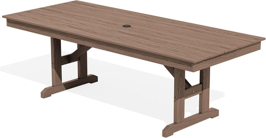 SERWALL Outdoor 84" HDPE Rectangular Dining Table for 6-8,All-Weather,Brown