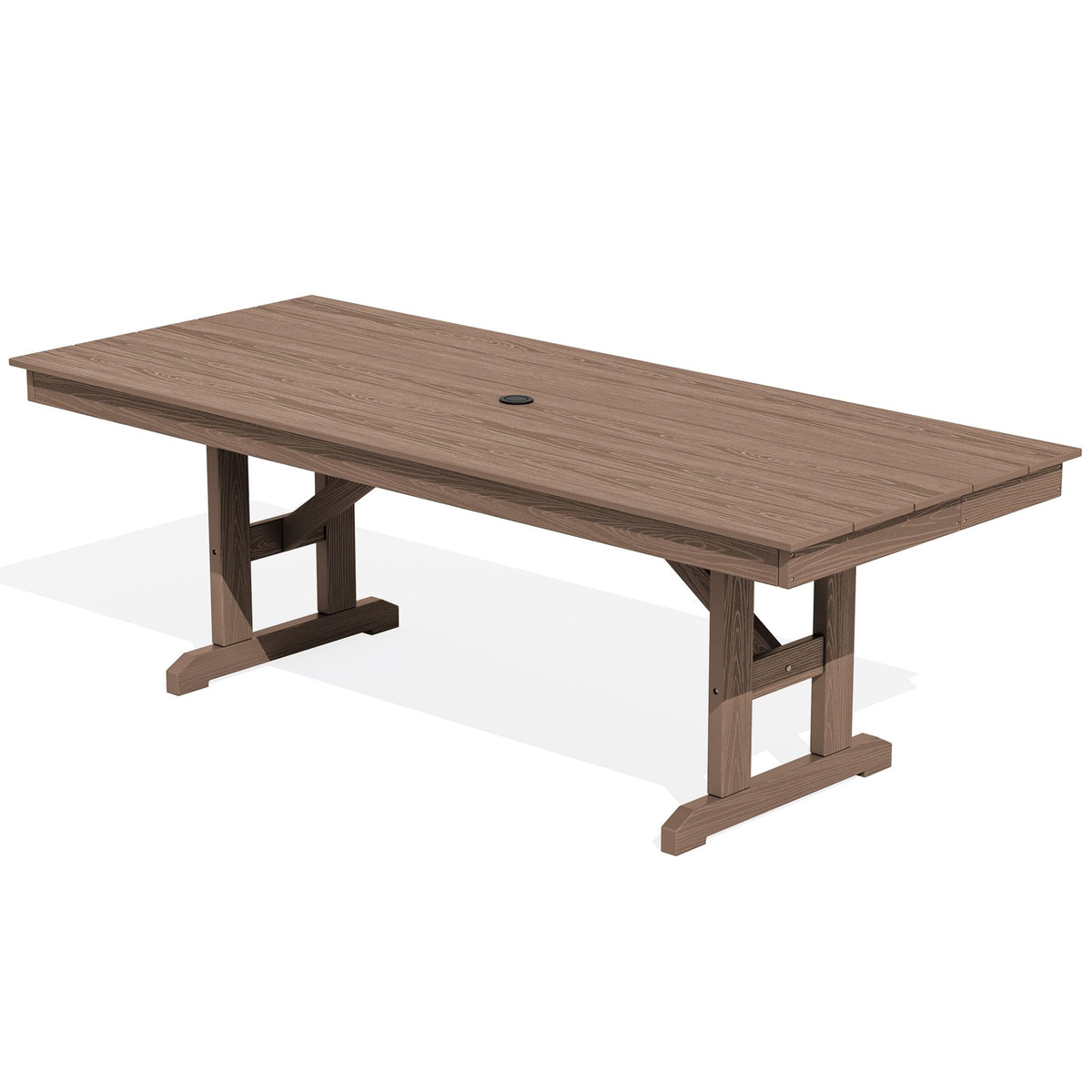 SERWALL Outdoor 84" HDPE Rectangular Dining Table for 6-8,All-Weather,Black