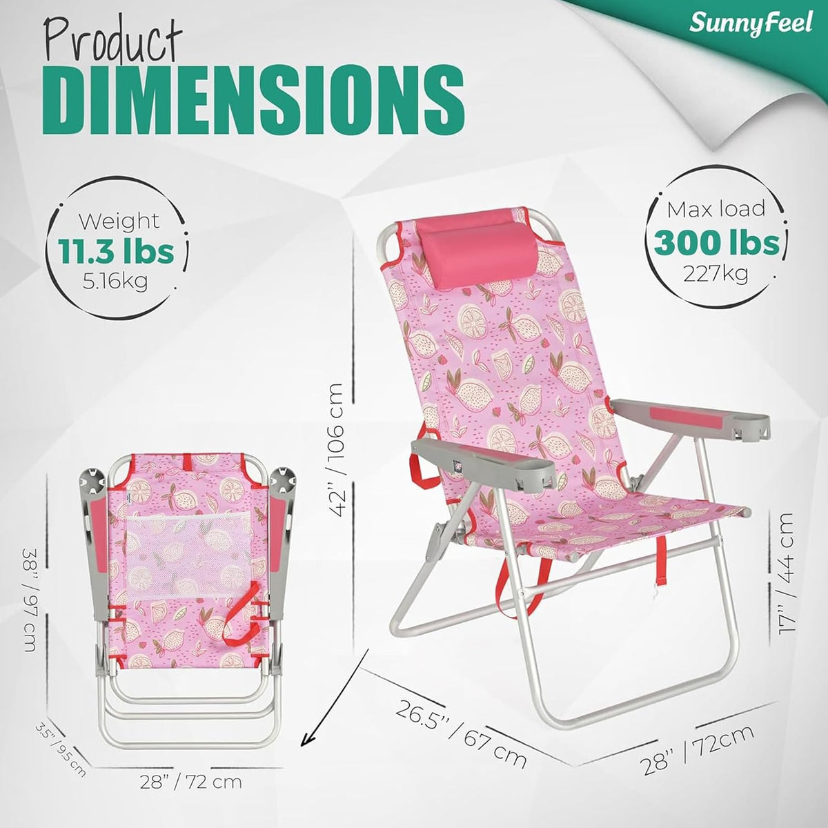 SUNNYFEEL Tall Beach Chair for Adults, High Back High Seat Folding Chairs