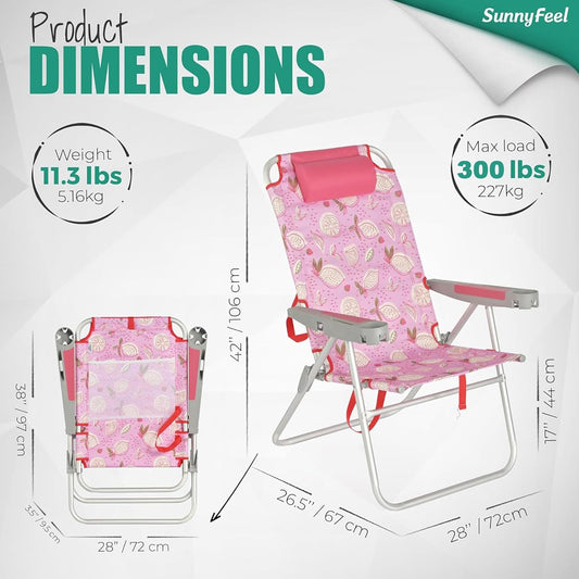 SUNNYFEEL Tall Beach Chair for Adults, High Back High Seat Folding Chairs