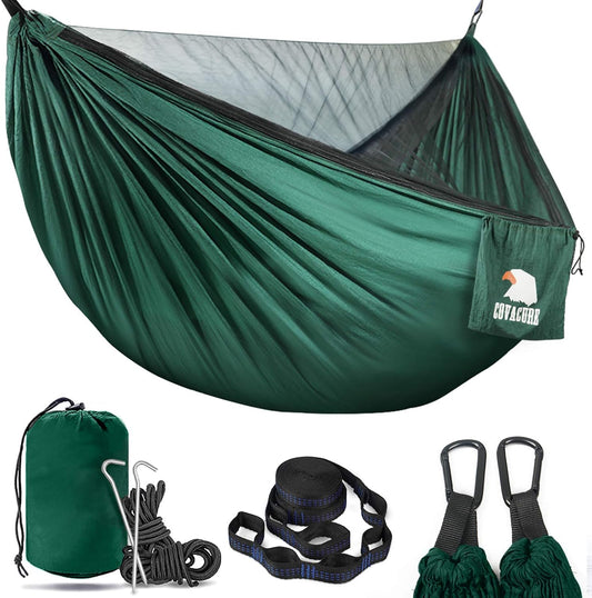 Covacure Camping Hammock, 772 lbs Capacity Double Hammock - Dark Green