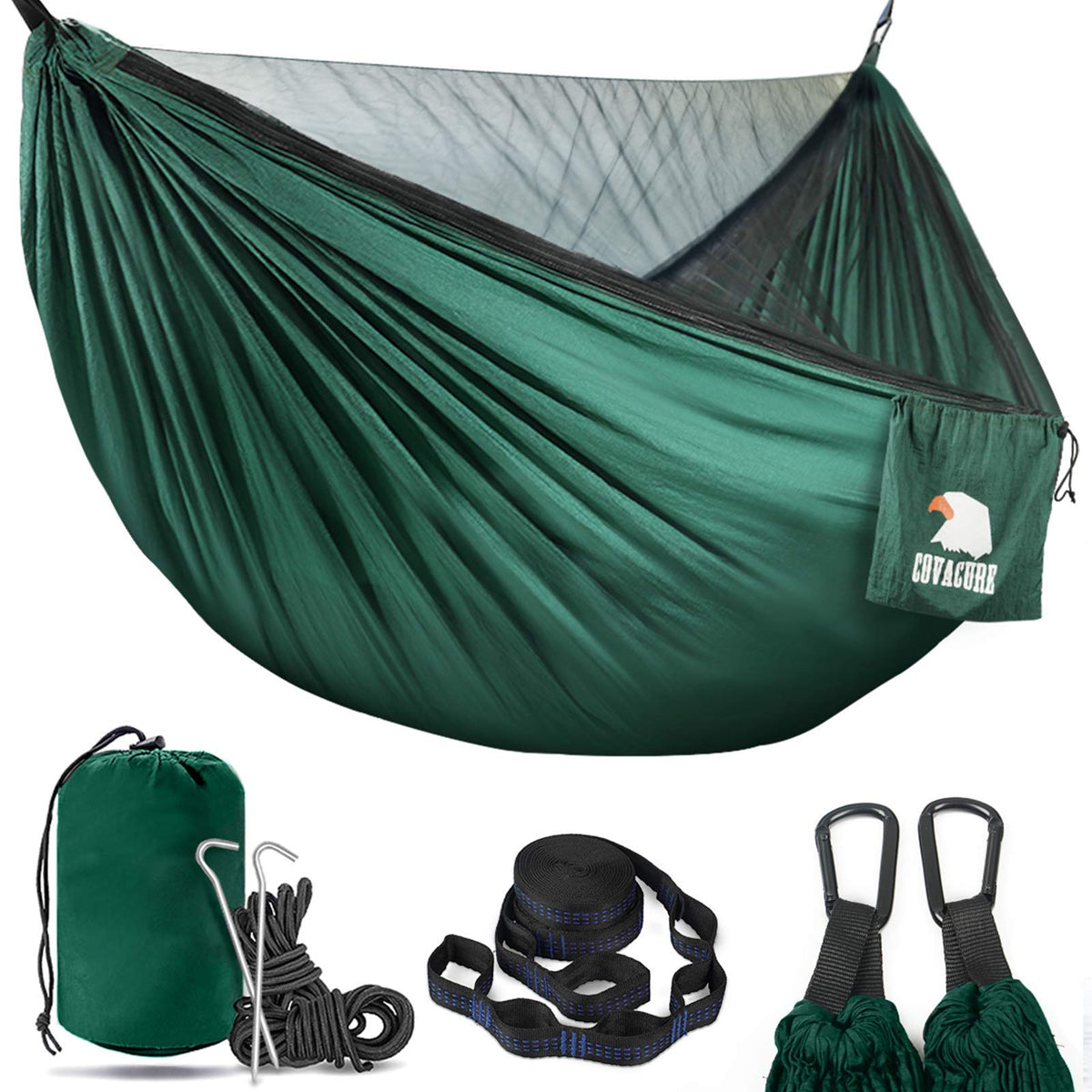 Covacure Camping Hammock, 772 lbs Capacity Double Hammock - Black