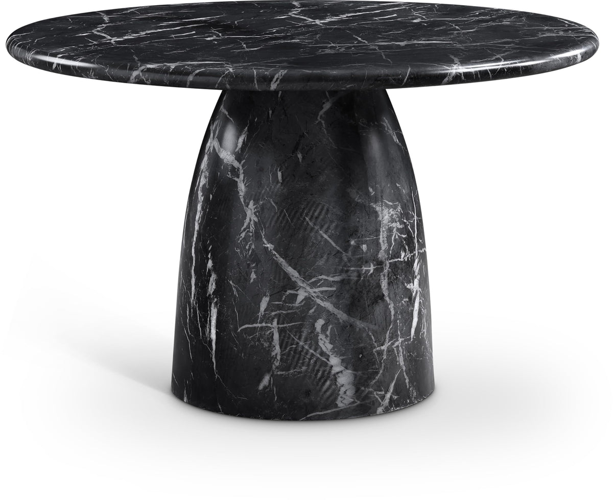 Meridian Furniture Cosenza Collection Art Deco 36 in Indoor/Outdoor Concrete Dining Table in Travertine Finish