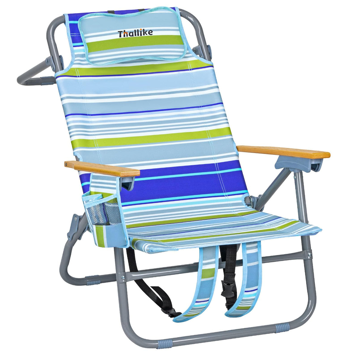 Backpack Beach Chair Wide Seat High Back Folding Camping Chair for Adults 5-Position Recline Supports 400lbs Portable Chair with Cup Holder Cooler Bag Storage Pouch for Outdoor Lawn Picnic