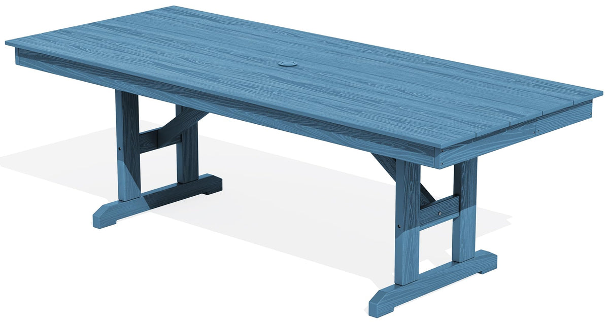 SERWALL Outdoor 84" HDPE Rectangular Dining Table for 6-8,All-Weather,Black