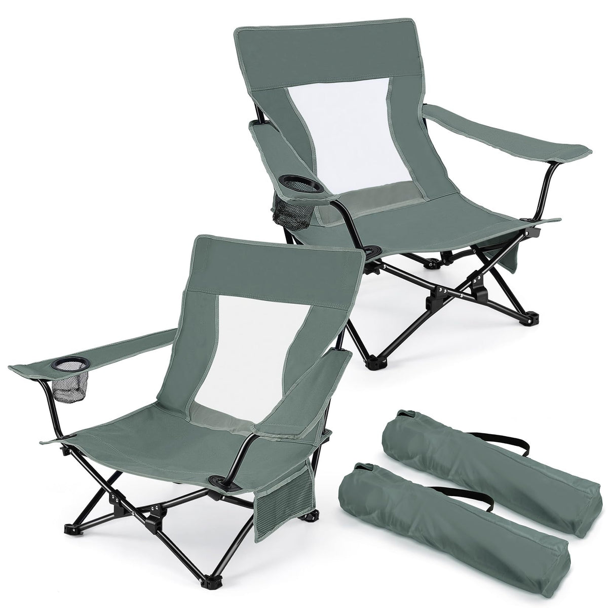 Joyfair Beach Camping Chair (2 Pack), Folding Chair for Adults (Blue)
