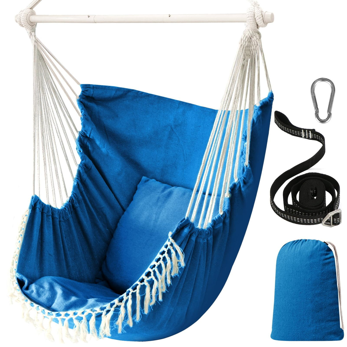 Chihee Hammock Chair Max 500 Lbs 2 Cushions Spreader Bar Strap Carabiner