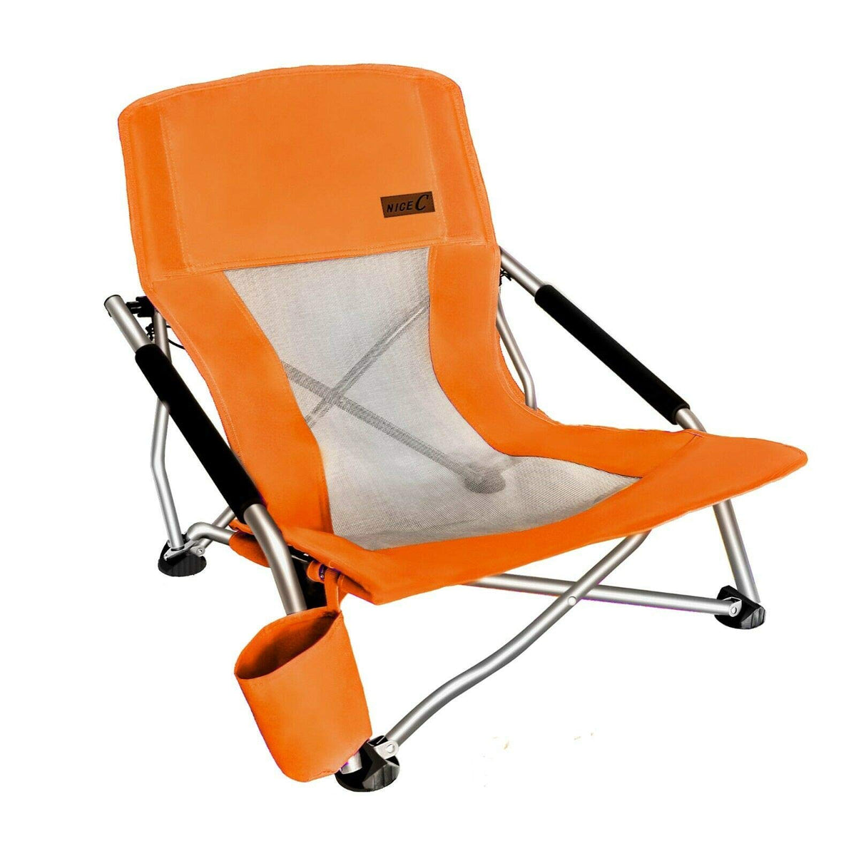 Nice C Low Beach Camping Folding Chair, River Sand Lake Chair (2P Orange)