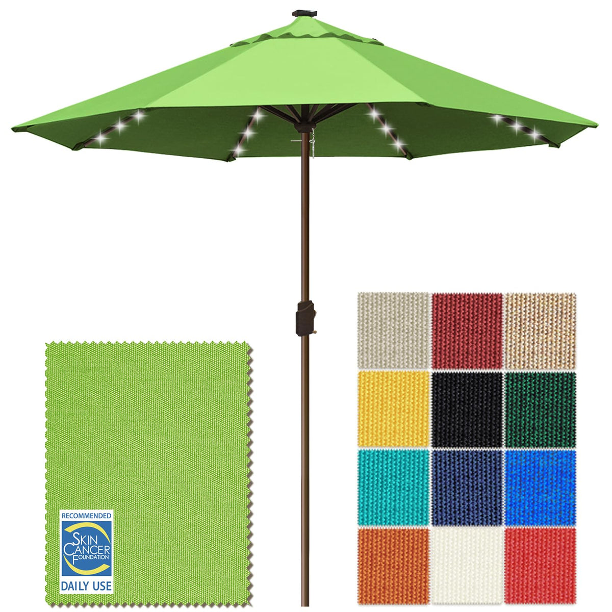 EliteShade USA 10-Year-Non-Fading 9ft 3-Tier Market Patio Umbrella, Commercial Table Umbrella with 80 Solar LED Lights, Crank Open, Windproof & UPF 50+ UV Protection for Garden, Deck, Pool, Backyard, Heather Beige