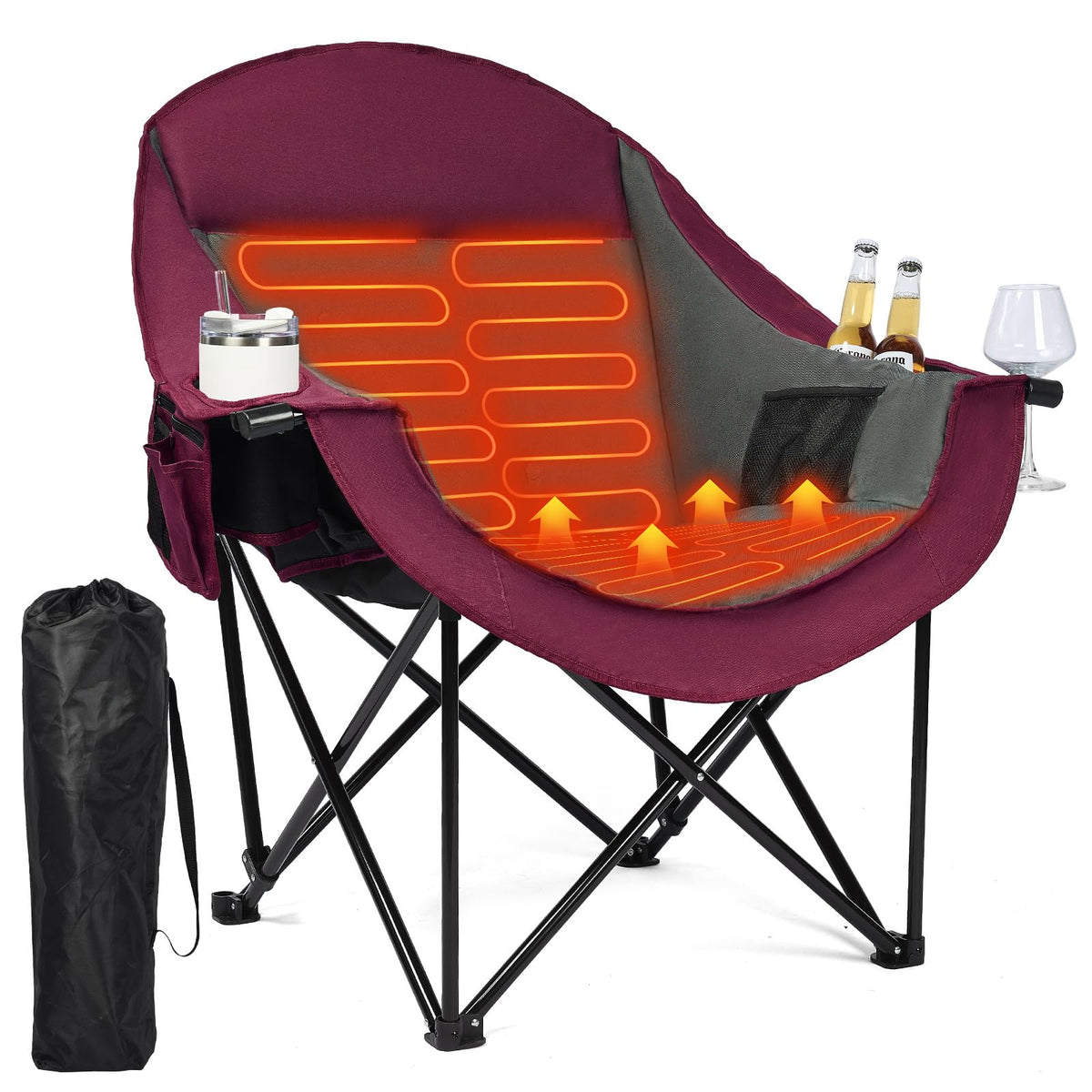 Oversized Camping Chairs for Adults - Heavy Duty Padded Outdoor Camp Chair