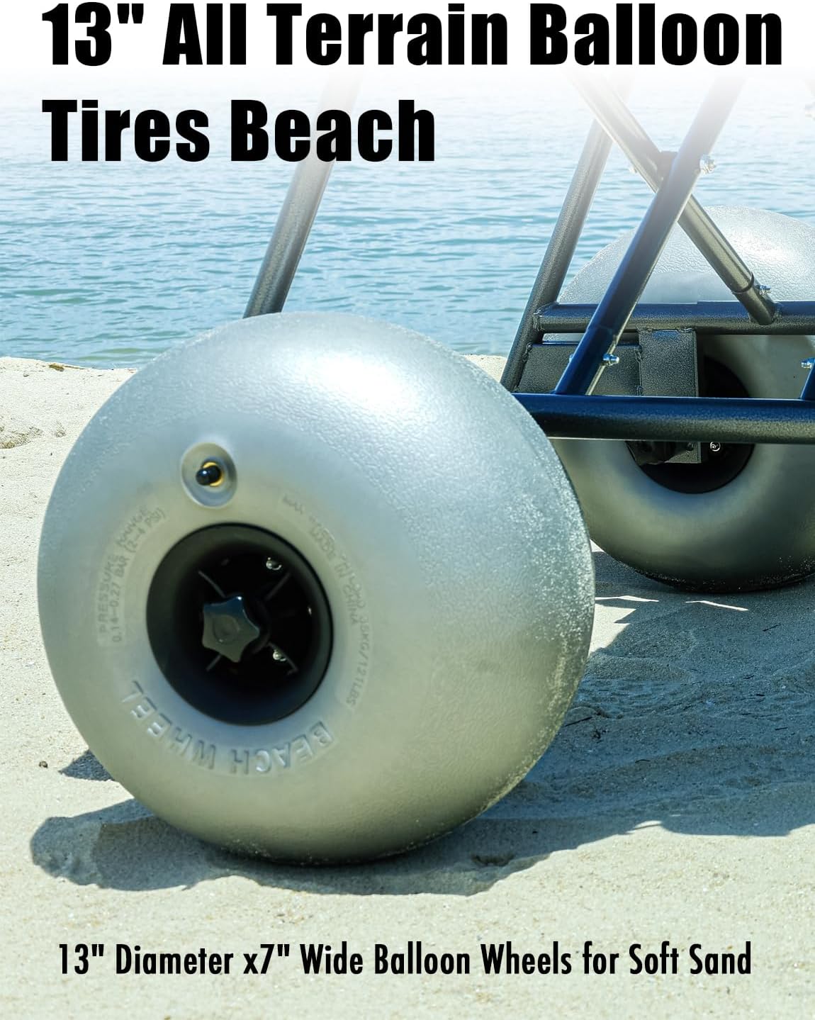 Beach Sand Wheelchair Foldable Heavy Duty, All Terrain Wheel Chair with 13'' Balloon Tires for Soft Sand, Beach Mobility Scooter & Beach Walker Alternative, 330 lbs Capacity