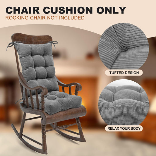 Lokex Rocking Chair Cushion, Tufted Indoor Rocking Chair Pads, 21x17/17x17