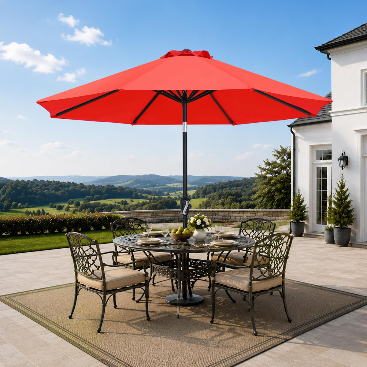 MASTERCANOPY 9ft Patio Umbrella with Tilt & Crank, Brown