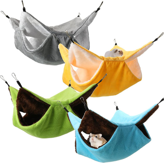 Nuogo 4 Pcs Guinea Pig Rat Hammock for Cage, Dark Color, Classic