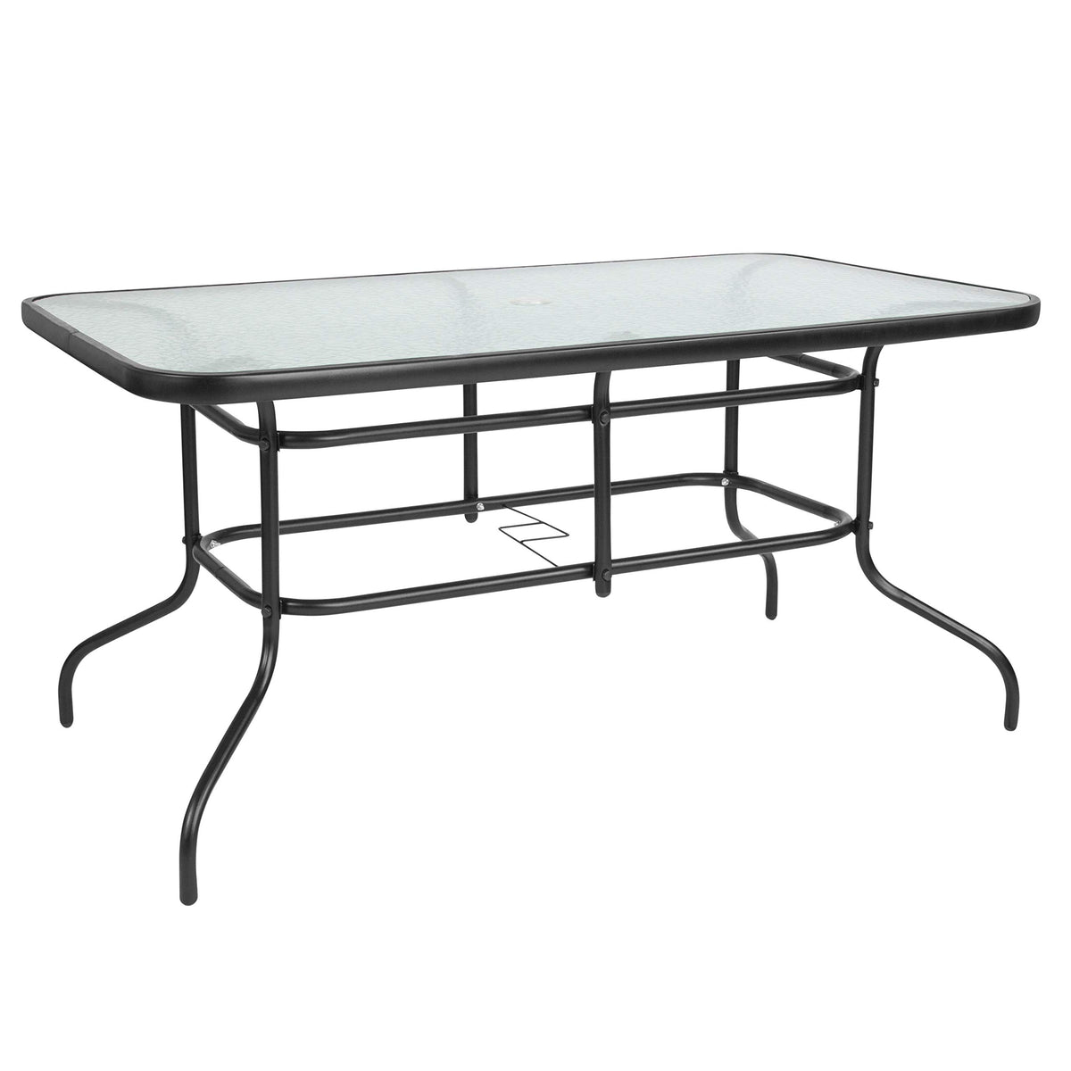 Flash Furniture 31.5x55 in Tempered Glass Table, with Umbrella Hole