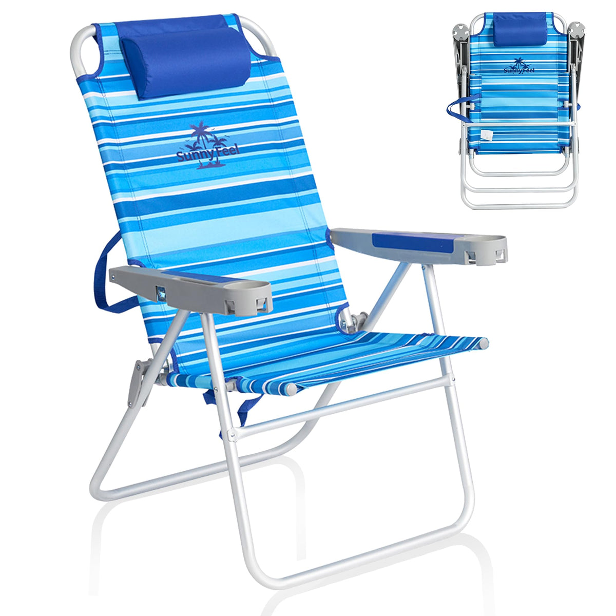 SUNNYFEEL Tall Beach Chair for Adults, High Back High Seat Folding Chairs