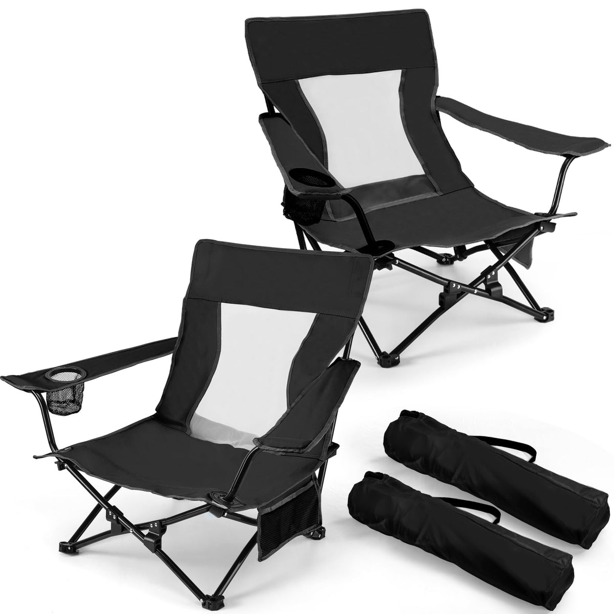 Joyfair Beach Camping Chair (2 Pack), Folding Chair for Adults (Blue)