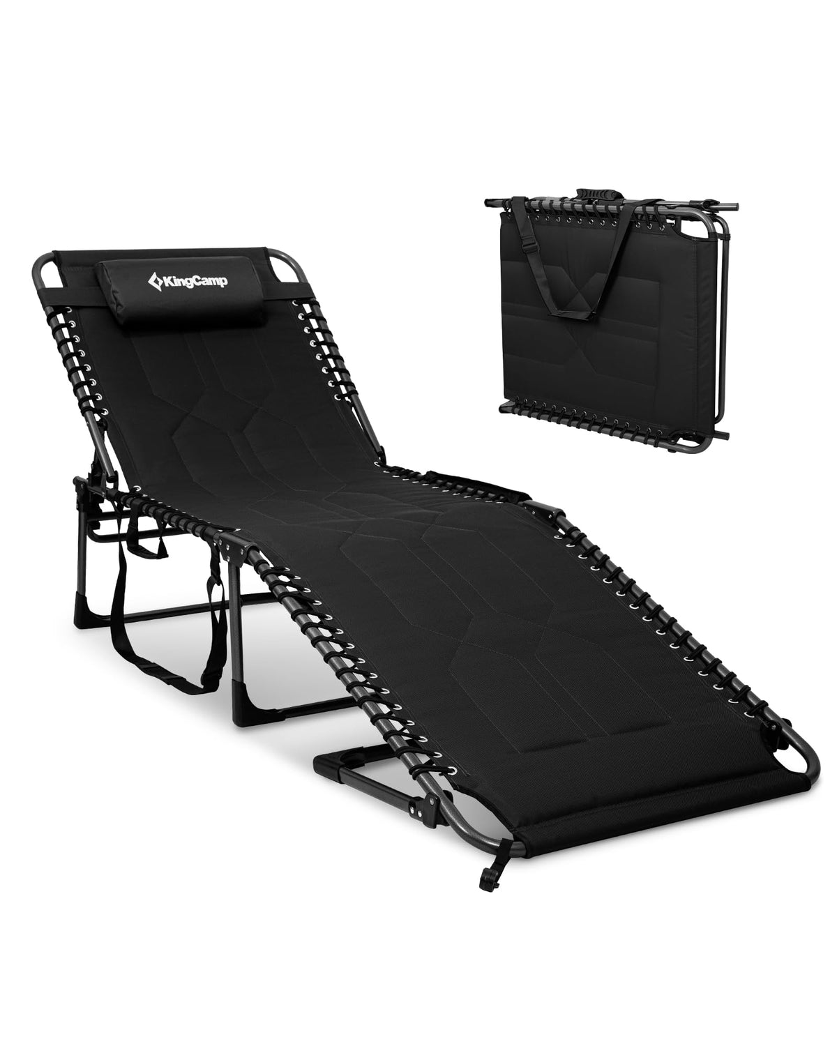 KingCamp Oversized Padded Lounge Chair 440lbs Tanning Chair, Grey