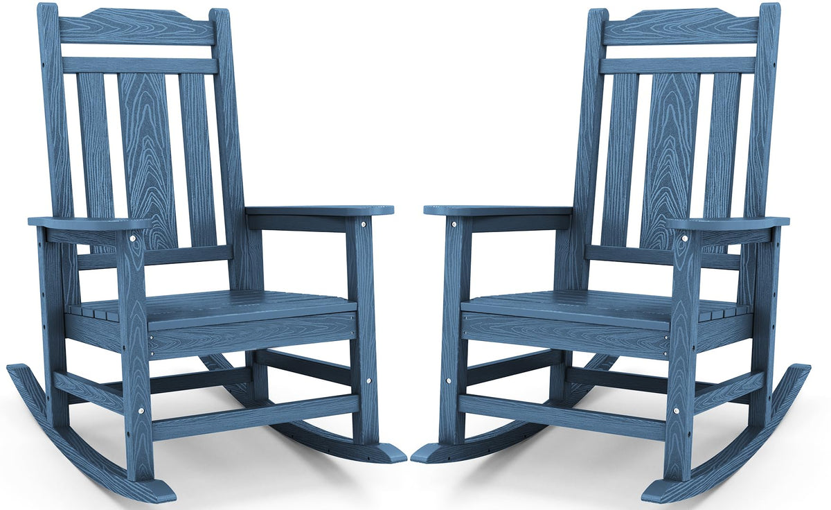 SERWALL Outdoor Rocking Chair Set of 2, Patio Rocking Chair, Brown