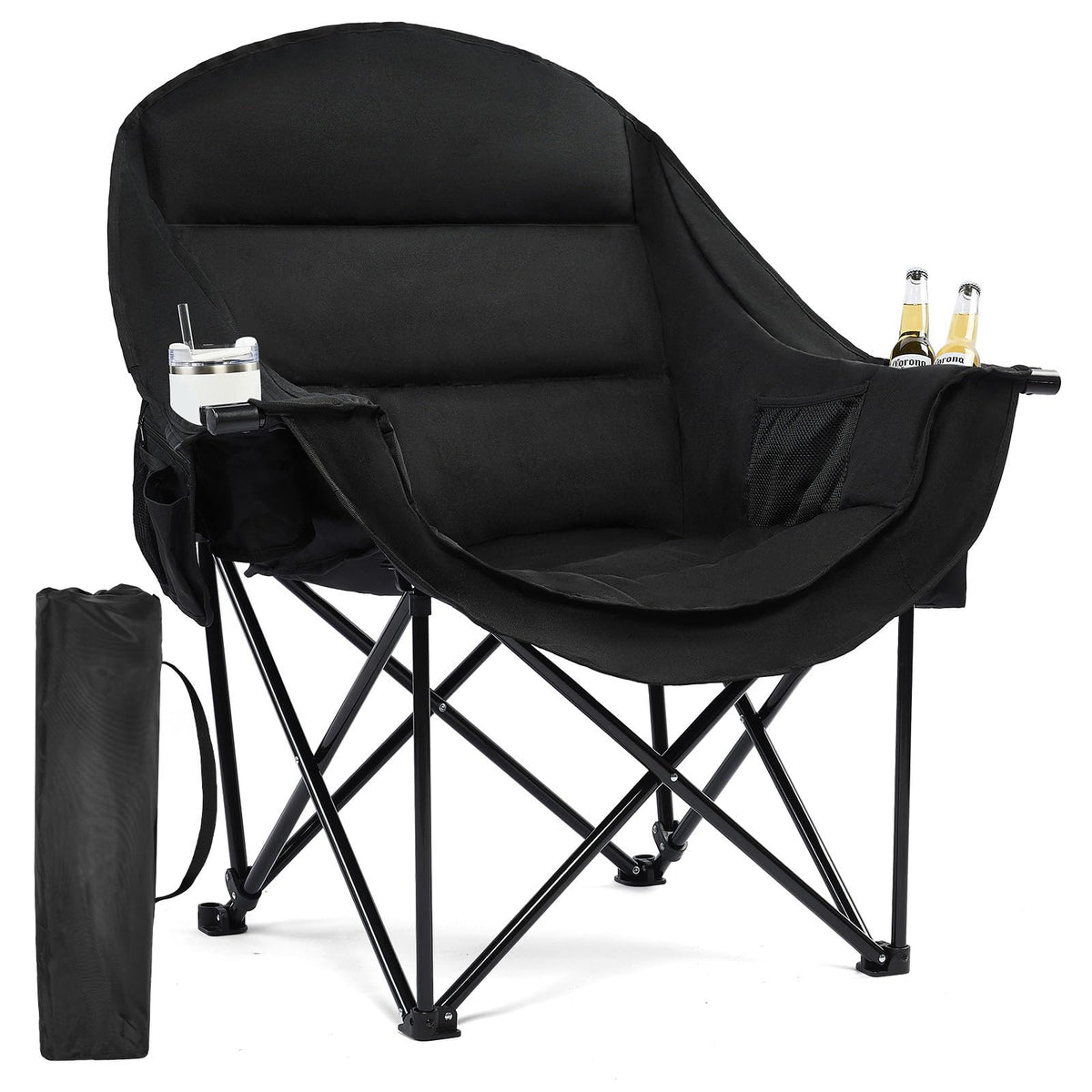 Oversized Camping Chairs for Adults - Heavy Duty Padded Outdoor Camp Chair
