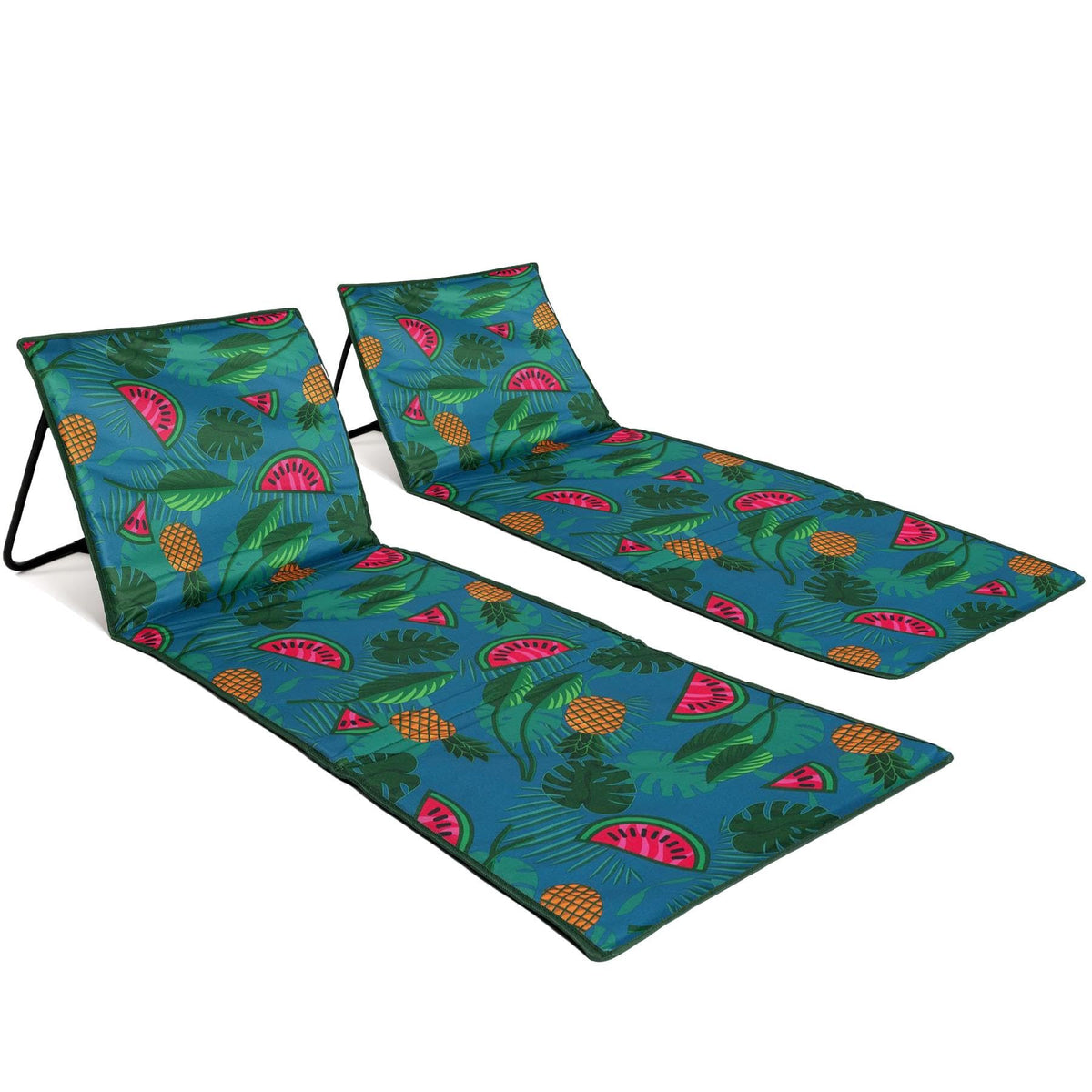 just be... Beach Chair with Backrest, Foldable Lightweight Reclining Beach Mat, Portable Padded Lounge Seat with Carry Strap & Zip Pocket – Pink Stripes