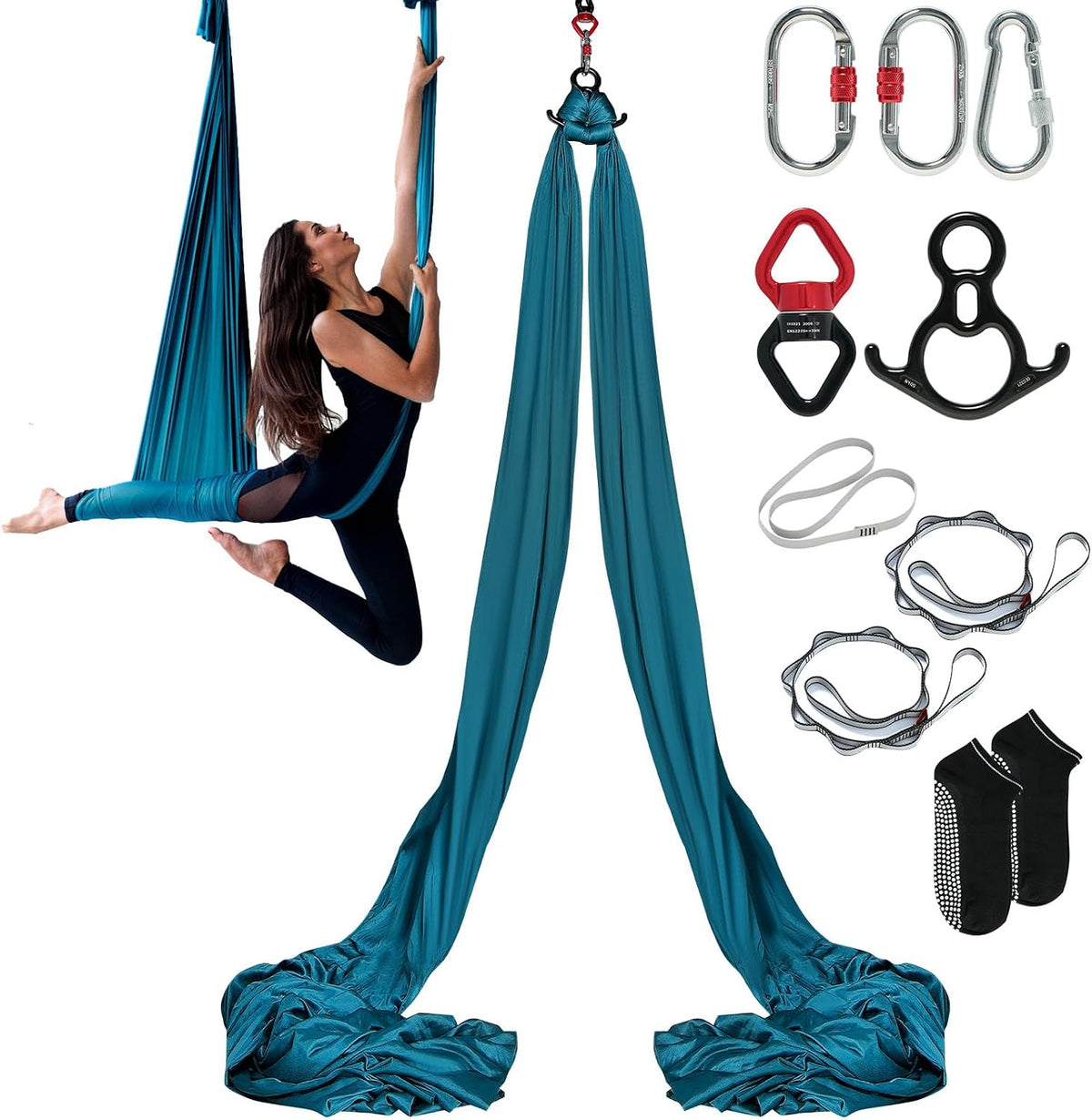 VEVOR Aerial Silk & Yoga Swing, Aerial Yoga Hammock Kit with 100gsm Nylon Fabric, Full Rigging Hardware & Easy Set-up Guide, Antigravity Flying for All Levels Fitness Bodybuilding