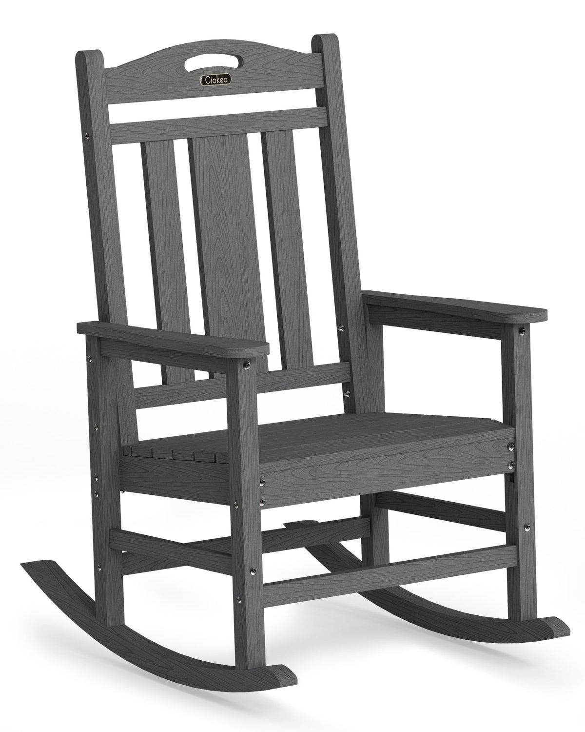 Ciokea Oversized Outdoor Rocking Chair, 380lbs Heavy-Duty Large Patio Rocker, Weather Resistant & Anti-Fade Porch Chair, High Back Cozy Rocking Chair for Outside, Fire Pit, Deck, Garden, Black