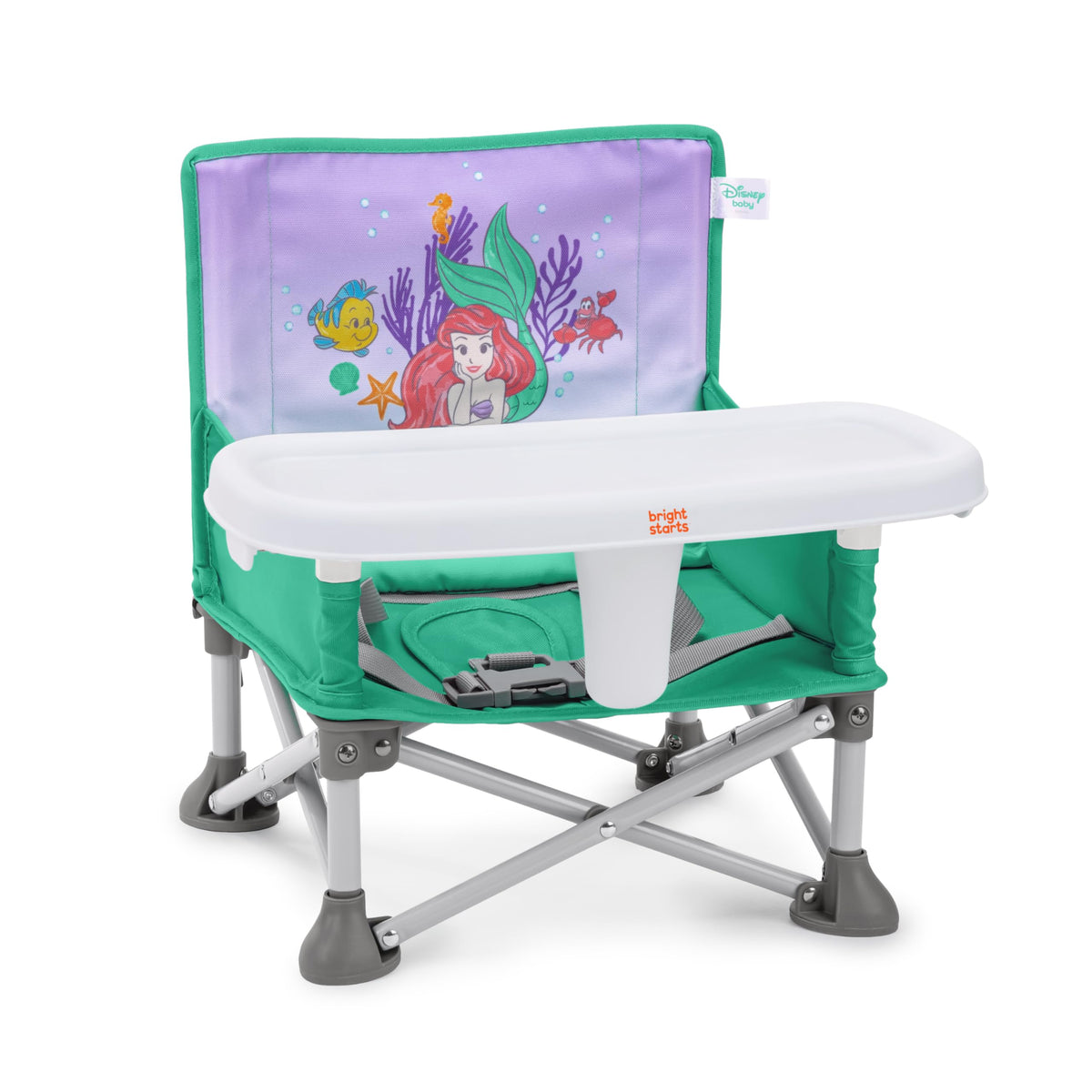 Bright Starts Pop 'N Sit Cabana Baby Beach Portable Booster Chair with UPF Canopy, Floor Seat for Indoor/Outdoor Use, Compact Fold, Pink, 6 Months–3 Years
