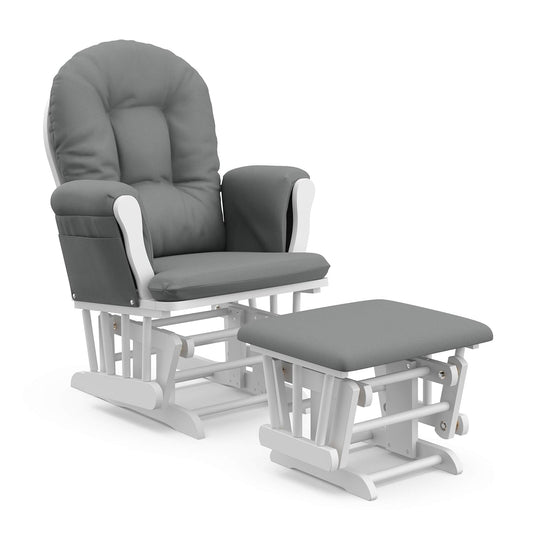 Storkcraft Premium Hoop Glider & Ottoman, White/Gray