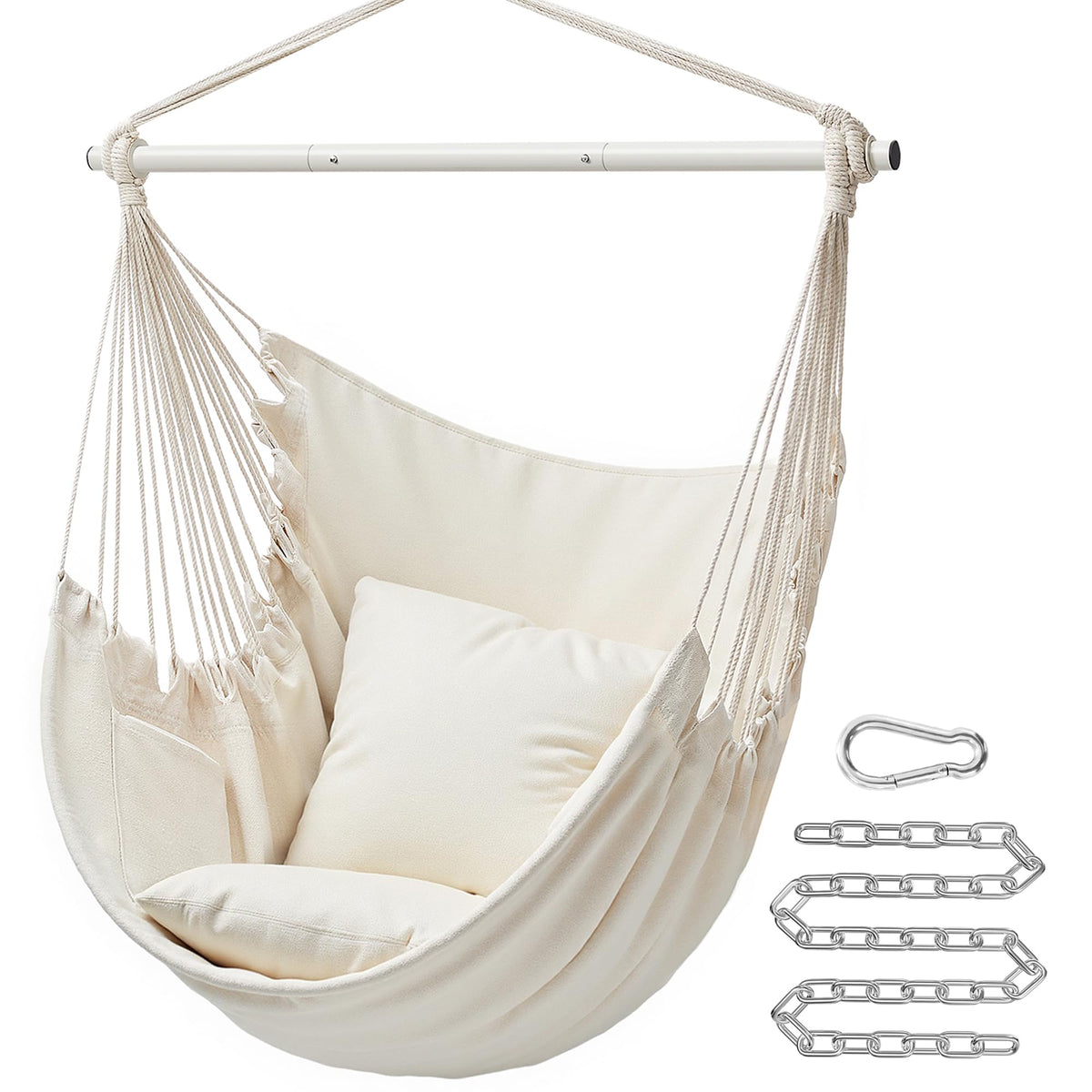 SONGMICS Hammock Chair, Load Capacity 330.7 lb, with 2 Cushions and Pockets