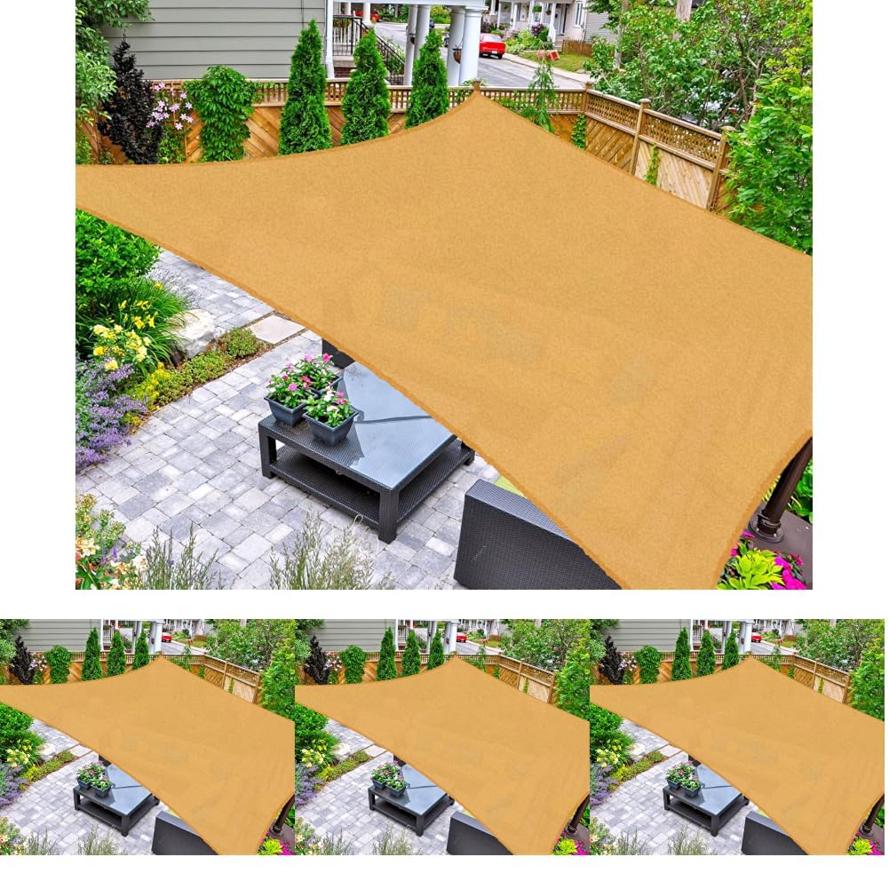 AsterOutdoor Sun Shade Sail Rectangle 16' x 20' UV Block Canopy for Patio Backyard Lawn Garden Outdoor Activities, Cream