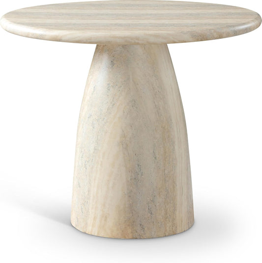 Meridian Furniture Cosenza Collection Art Deco 36 in Indoor/Outdoor Concrete Dining Table in Travertine Finish