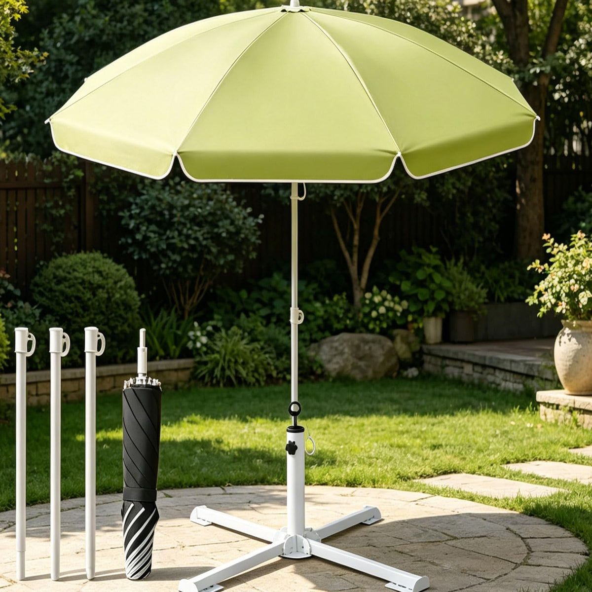 6ft Heavy Duty High Wind Beach Umbrella & Patio Umbrella, Parasols UPF 50+ Sun Protection Portable Outdoor Sunshade Umbrellas Carry Bag for Patio Garden Pool Backyard