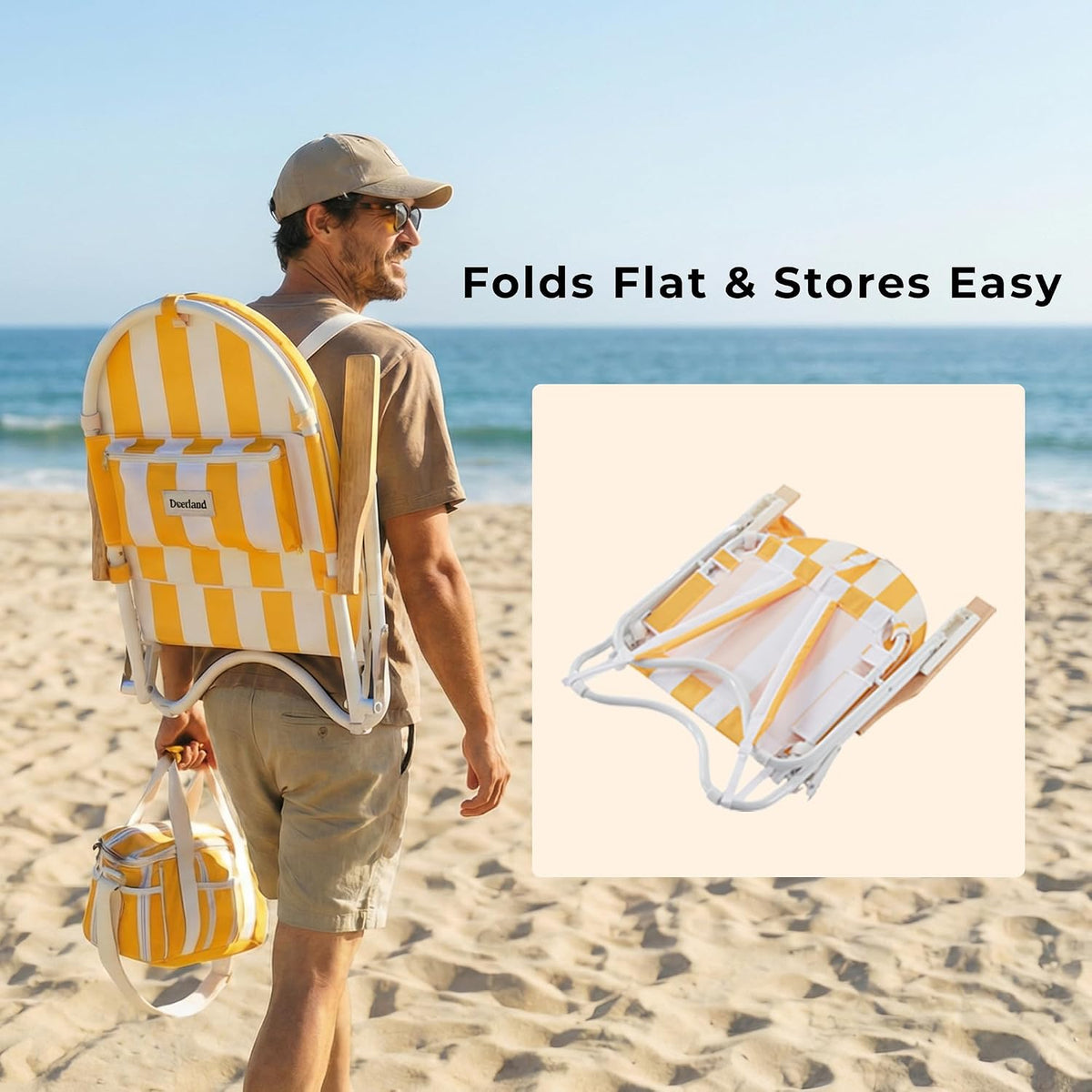 4-Position Padded Beach Chair, Low Backpack Beach Chair
