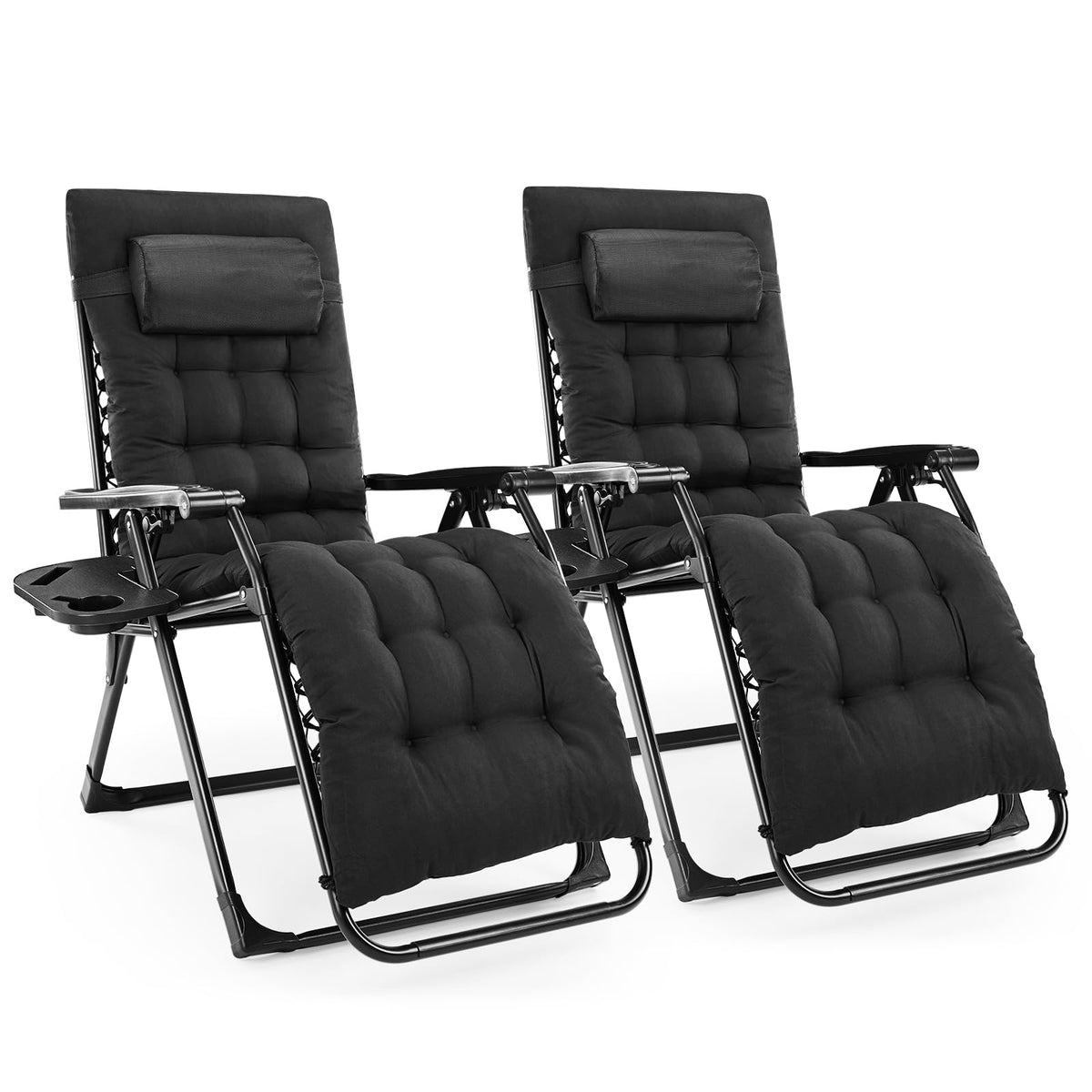 NEWBULIG Zero Gravity Chair, Folding Patio Recliner with Cup Holder Trays
