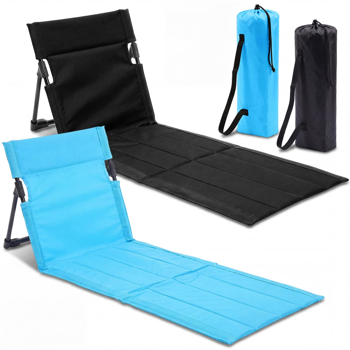 2 Pcs Foldable Beach Pool Chairs Portable Folding Adjustable Sun Chairs Poolside Seat for Edge of Pool for Beach Camping Picnic Lawn, 16 x 31 x 15.3 Inches, Sky Blue