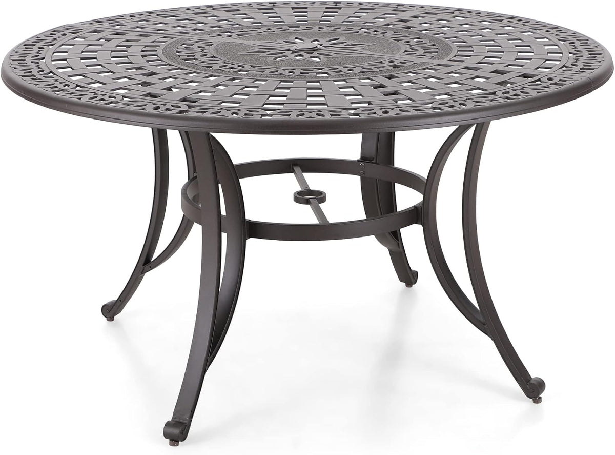 Sophia & William 2.2" Round Patio Dining Table Aluminum Umbrella Hole