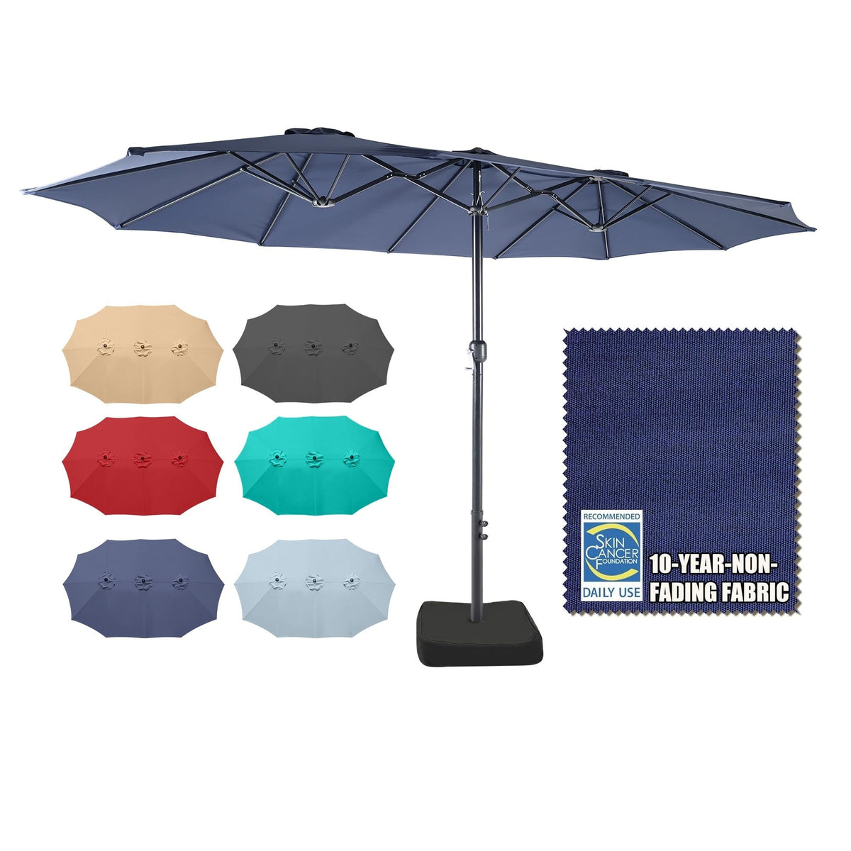 15ft Large Outdoor Patio Umbrella with Base Included