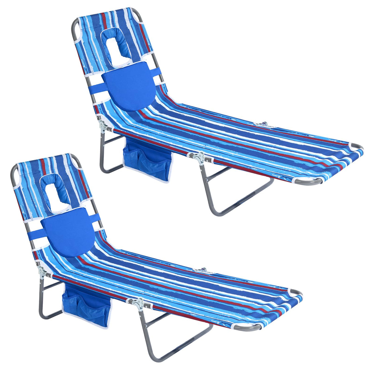 SUNNYFEEL Lay Flat Tanning Chair, Face Down Lounger, 5-Position Reclining