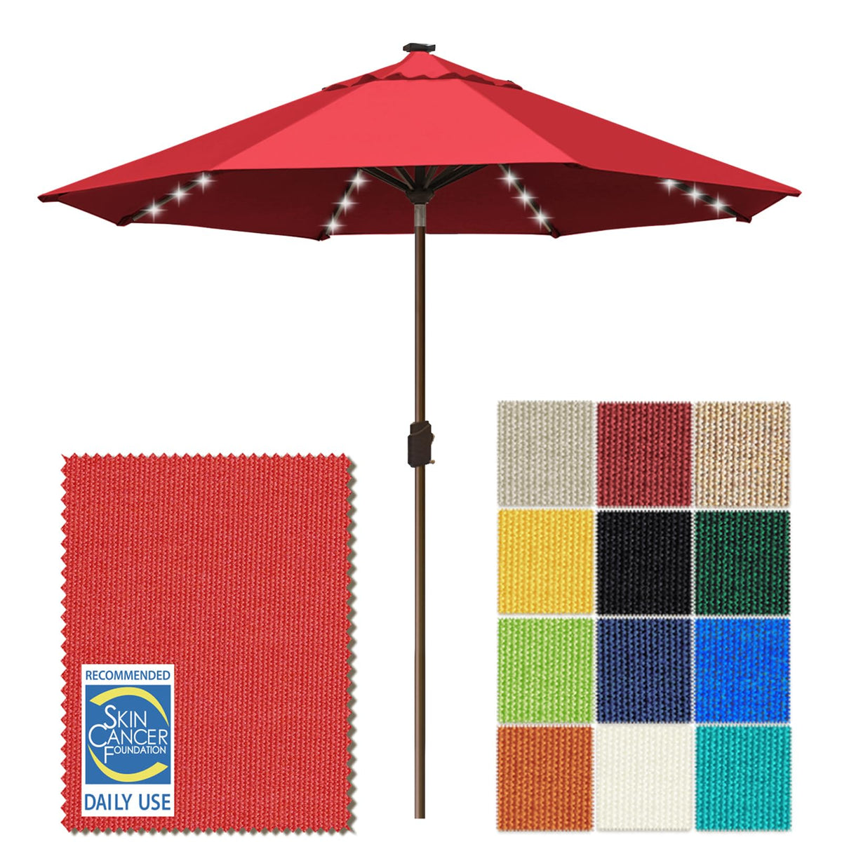 EliteShade USA 10-Year-Non-Fading 9ft 3-Tier Market Patio Umbrella, Commercial Table Umbrella with 80 Solar LED Lights, Crank Open, Windproof & UPF 50+ UV Protection for Garden, Deck, Pool, Backyard, Heather Beige